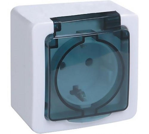 ГЕРМЕС PLUS дымчатый Розетка 1-местная О/У с/з с крышкой РСб20-3-ГПБд IP54  ERMP12-K03-16-54-EC  IEK