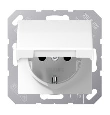 Штепсельная розетка SCHUKO 16A 250V~ с откидной крышкой и защитой от детей; белая  AS1520KIKLWW  Jung