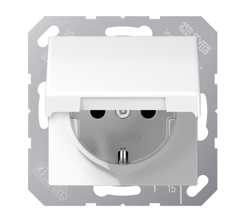 Штепсельная розетка SCHUKO 16A 250V~ с откидной крышкой и защитой от детей; белая  AS1520KIKLWW  Jung
