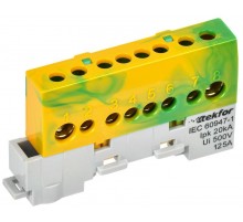 TEKFOR Шина PE "земля" изолированная на универсальном держателе 8х12-8-ЖЗ  TF-NN20-08-KL-K52  IEK