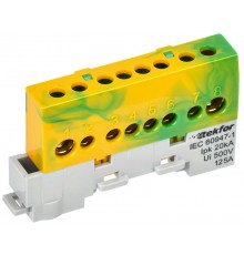 TEKFOR Шина PE "земля" изолированная на универсальном держателе 8х12-8-ЖЗ  TF-NN20-08-KL-K52  IEK