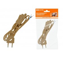 Шнур с выключателем и плоской вилкой с вырезом ШУ03В ШВВП 2х0,75мм2 2 м. бронза  SQ1305-0023  TDM