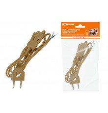 Шнур с выключателем и плоской вилкой с вырезом ШУ03В ШВВП 2х0,75мм2 2 м. бронза  SQ1305-0023  TDM