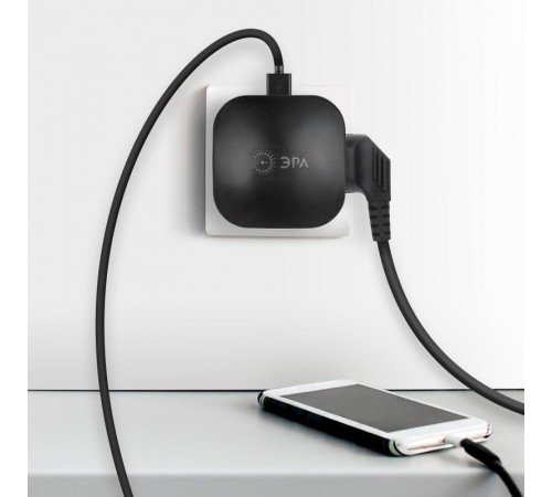 Тройник SP-3e-USB-BLACK 3гн 220V + 2xUSB 2100mA, c заземл, со шт (черный)  Б0046364  ЭРА