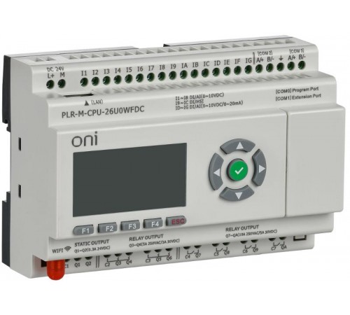 Микро ПЛК PLR-M. CPU с WiFi DI16/DO08(R)/02(T) 24В DC  PLR-M-CPU-26U0WFDC  ONI