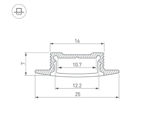 Профиль алюминиевый для светодиодной ленты SL-SLIM-H7-F25-2000 ANOD  023717  Arlight