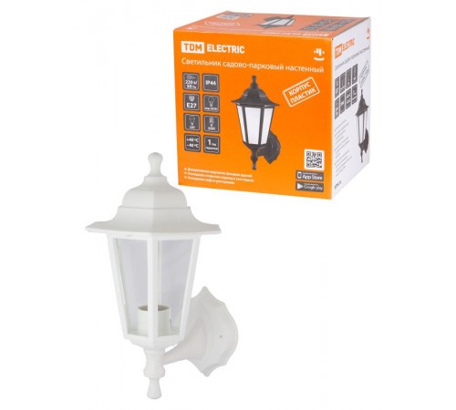 Светильник садово-парковый НБУ 06-60-001 60Вт ЛН/КЛЛ/LED Е27 IP44 шестигранник, настенный, пластик, белый  SQ0330-0731  TDM