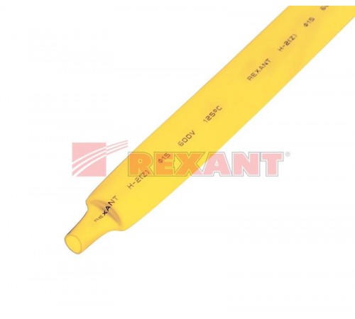 Термоусадочная трубка 15,0/7,5 мм, желтая, упаковка 50 шт. по 1 м  21-5002  REXANT