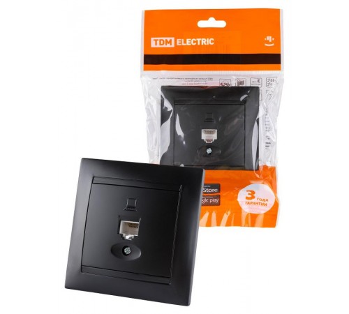 Розетка компьютерная RJ45 графит "Лама"  SQ1815-0616  TDM