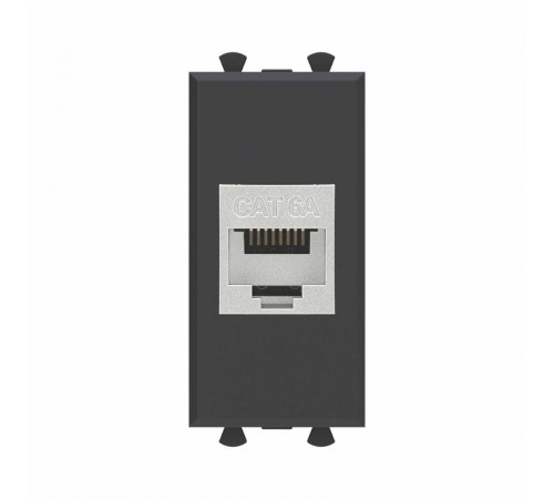 Компьютерная розетка RJ-45 без шторки модульная, кат.6А экранированная, "Avanti", "Черный матовый", 1 модуль  4412771  DKC