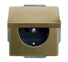 Розетка SCHUKO 16А 250В с крышкой, серия Династия, Латунь античная  2018-0-1515   2CKA002018A1515  ABB