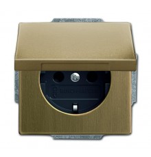 Розетка SCHUKO 16А 250В с крышкой, серия Династия, Латунь античная  2018-0-1515   2CKA002018A1515  ABB