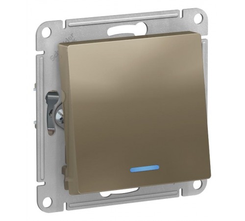 AtlasDesign Шампань Переключатель 1-клавишный с подсветкой, сх.6а, 10АХ, механизм  ATN000563  SE
