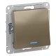 AtlasDesign Шампань Переключатель 1-клавишный с подсветкой, сх.6а, 10АХ, механизм  ATN000563  SE