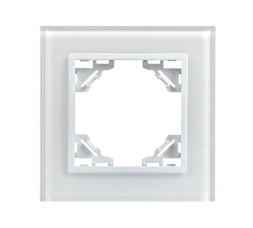 Минск Рамка 1-местная стеклянная белая Basic  ERM-G-401-10  EKF