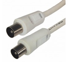 Шнур ТВ штекер - ТВ штекер, длина 1,5 метра, белый  18-0102  REXANT