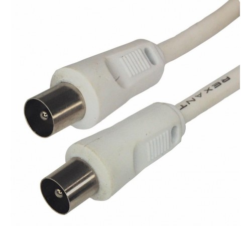 Шнур ТВ штекер - ТВ штекер, длина 1,5 метра, белый  18-0102  REXANT