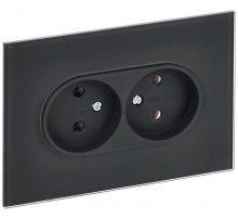 SKANDY Розетка 2-местная без з/к/ш стекло 10А SK-R03G граф.  SK-R20-10-K53  IEK
