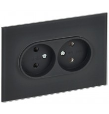 SKANDY Розетка 2-местная без з/к/ш стекло 10А SK-R03G граф.  SK-R20-10-K53  IEK