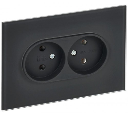 SKANDY Розетка 2-местная без з/к/ш стекло 10А SK-R03G граф.  SK-R20-10-K53  IEK