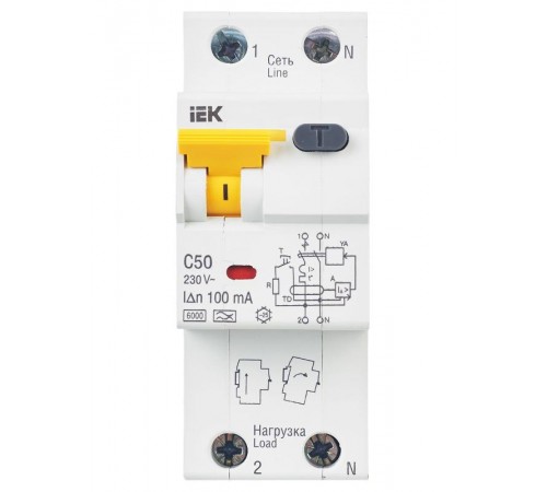 Выключатель автоматический дифференциального тока АВДТ 32 1п+N 50А C 100мА тип A  MAD22-5-050-C-100  IEK