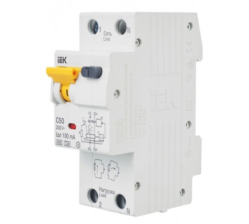 Выключатель автоматический дифференциального тока АВДТ 32 1п+N 50А C 100мА тип A  MAD22-5-050-C-100  IEK