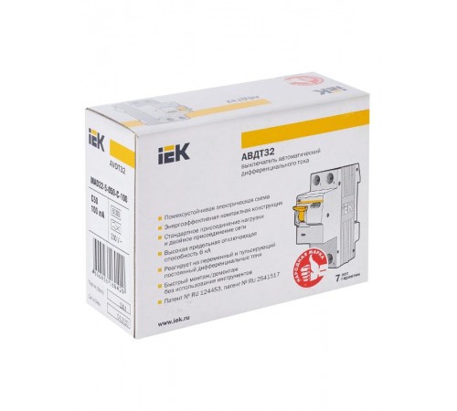 Выключатель автоматический дифференциального тока АВДТ 32 1п+N 50А C 100мА тип A  MAD22-5-050-C-100  IEK