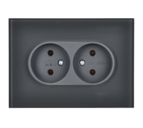 SKANDY Розетка 2-местная без з/к/ш стекло 10А SK-R03G граф.  SK-R20-10-K53  IEK