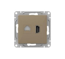 Механизм розетки HDMI+RJ45 (cat5), шампань Эпика  UP1-SOC-HDMI-RJ45 EKF