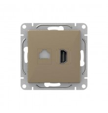 Механизм розетки HDMI+RJ45 (cat5), шампань Эпика  UP1-SOC-HDMI-RJ45 EKF