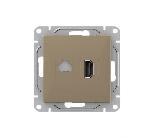 Механизм розетки HDMI+RJ45 (cat5), шампань Эпика  UP1-SOC-HDMI-RJ45 EKF