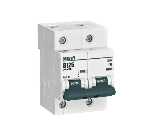 Автоматический выключатель 2Р 125А х-ка B ВА-201 10кА  13040DEK  DEKraft