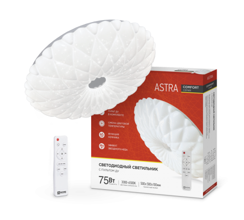 Светильник светодиодный COMFORT ASTRA 75Вт 230В 3000-6500K 6000Лм 500x100мм с пультом ДУ  4690612034768  IN HOME