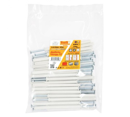 Дюбель-гвоздь YZ потайн. манжета нейлон 8x120 (40 шт)- пакет  147495  Tecfi