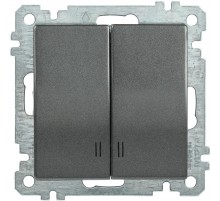 BOLERO антрацит Выключатель 2-клавишный с индикацией 10А ВС10-2-1-Б  EVB21-K95-10  IEK