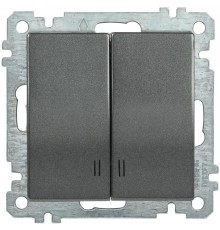 BOLERO антрацит Выключатель 2-клавишный с индикацией 10А ВС10-2-1-Б  EVB21-K95-10  IEK