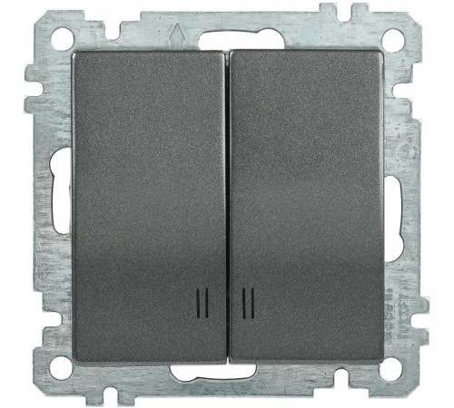 BOLERO антрацит Выключатель 2-клавишный с индикацией 10А ВС10-2-1-Б  EVB21-K95-10  IEK