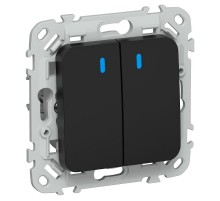 FLITE Выключатель 2-клавишный с индикацией 10А ВС12-1-1-ФлЧ черный  FI-V20-1-10-1-K02  IEK