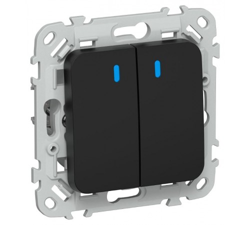 FLITE Выключатель 2-клавишный с индикацией 10А ВС12-1-1-ФлЧ черный  FI-V20-1-10-1-K02  IEK