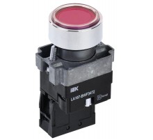 Кнопка LA167-BWF3472 d=22мм RC 1р с подсвет красная  BBT20-BWF3472-2-12-67-K04  IEK