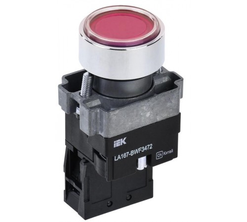 Кнопка LA167-BWF3472 d=22мм RC 1р с подсвет красная  BBT20-BWF3472-2-12-67-K04  IEK