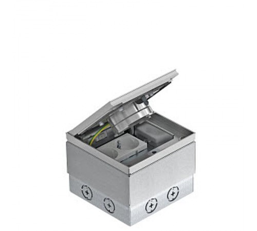 Лючок укомплектованный UDHome2 (с тубусом) 140x140x110 мм (нерж.сталь, розетка VDE) (UDHOME2 VF V)  7368410  OBO Bettermann