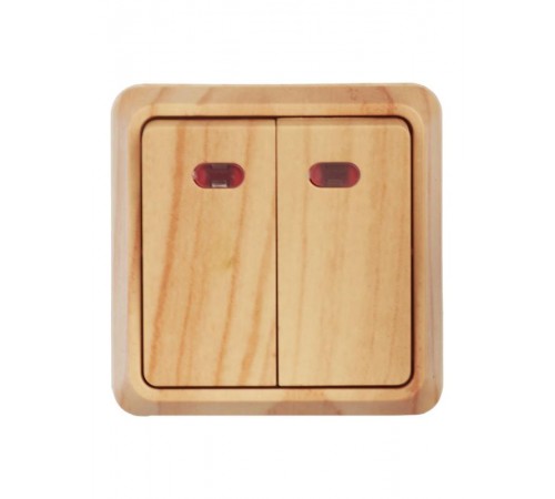 ОКТАВА сосна Выключатель 2-клавишный с индикацией 10А ВС20-2-1-ОС EVO21-K03-10-DC  GENERICA