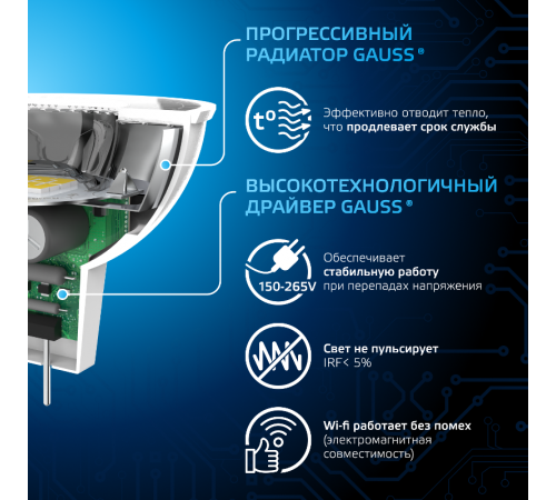 Лампа светодиодная MR11 3W 300lm 6500K GU4 LED 1/10/100  132517303  Gauss