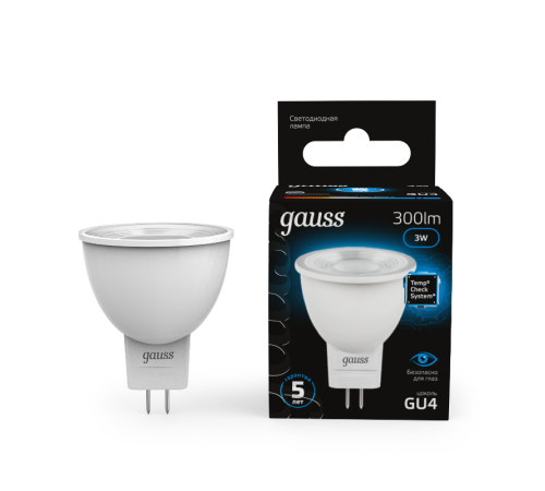 Лампа светодиодная MR11 3W 300lm 6500K GU4 LED 1/10/100  132517303  Gauss