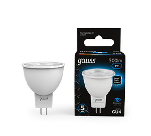 Лампа светодиодная MR11 3W 300lm 6500K GU4 LED 1/10/100  132517303  Gauss