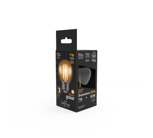 Лампа светодиодная LED 7Вт E27 220В 2700К шар  105802107  Gauss