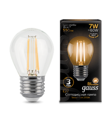 Лампа светодиодная LED 7Вт E27 220В 2700К шар  105802107  Gauss
