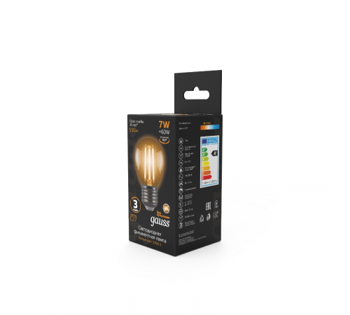 Лампа светодиодная LED 7Вт E27 220В 2700К шар  105802107  Gauss
