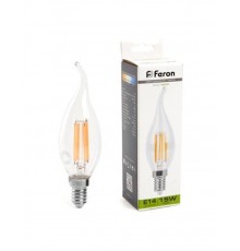 Лампа светодиодная, (15W) 230V E14 4000K прозрачная, LB-718  38263  FERON